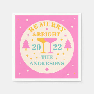 モダン、明るい色のクリスマスで編集可能 スタンダードカクテルナプキン