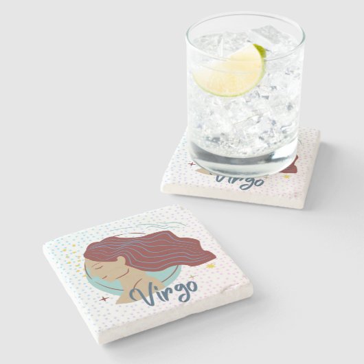 モダン《星座》乙女座女性〔占星術の〕十二宮図 ストーンコースター (横)