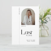 モダン「最後のミニマルFling」バチェロレッテ写真 招待状 (スタンド正面)