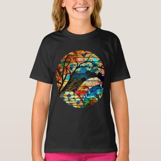 モダン 森 日本画 風 Tシャツ (正面)