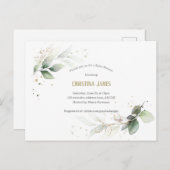 モダン，植物学，緑，水彩，女の子 インビテーションポストカード (正面/裏面)