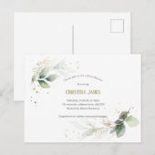 モダン，植物学，緑，水彩，男の赤ちゃん インビテーションポストカード (正面/裏面)