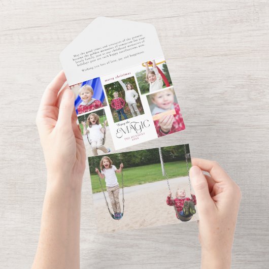 モダン 楽しむ マジック 書道 マルチ写真 オールインワン招待状 (貼ってはがせる)