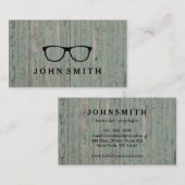 モダン&洗練さ素朴れたメガネのロゴグリーンウッド 名刺 (正面/裏面)