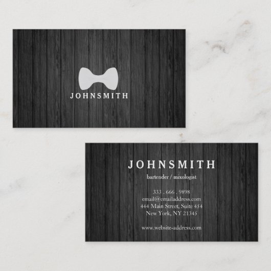 モダン&洗練さ素朴れた男性の弓ロゴブラックウッド 名刺 (正面/裏面)
