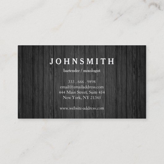 モダン&洗練さ素朴れた男性の弓ロゴブラックウッド 名刺 (裏面)