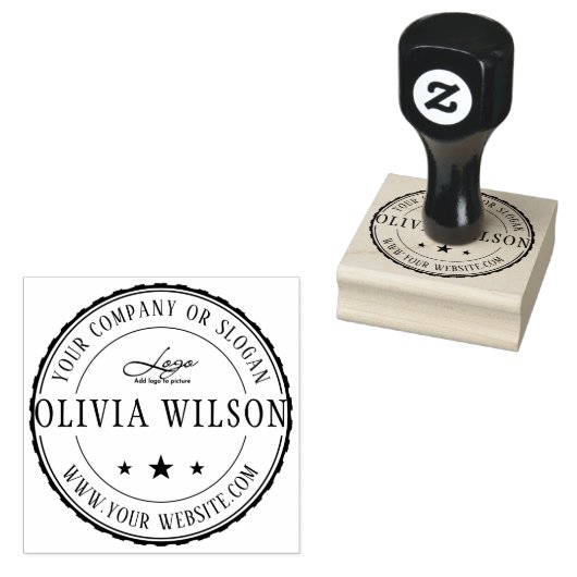 モダン |独自のビジネスロゴスタンプを作成する ラバースタンプ (押印)