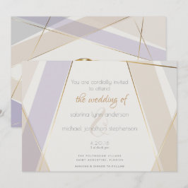 モダン 現代幾何学 キノコ 紫 招待状