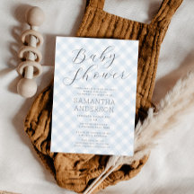 モダン +甘い青いギンガムボーイ赤ちゃんシャワー