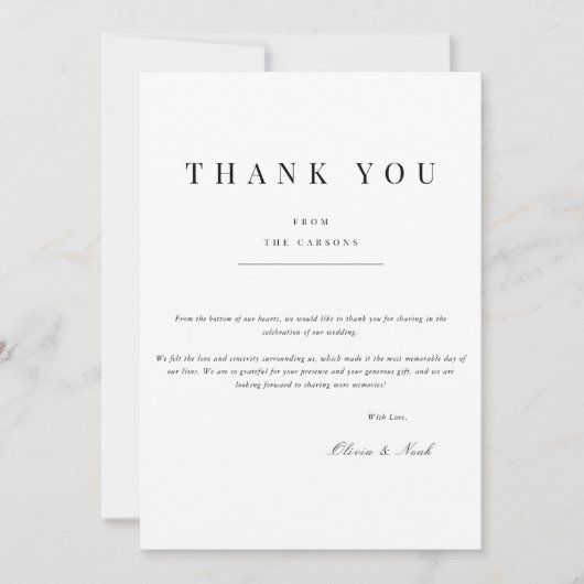 モダン&白エレガントサンキューカード サンキューカード (正面)