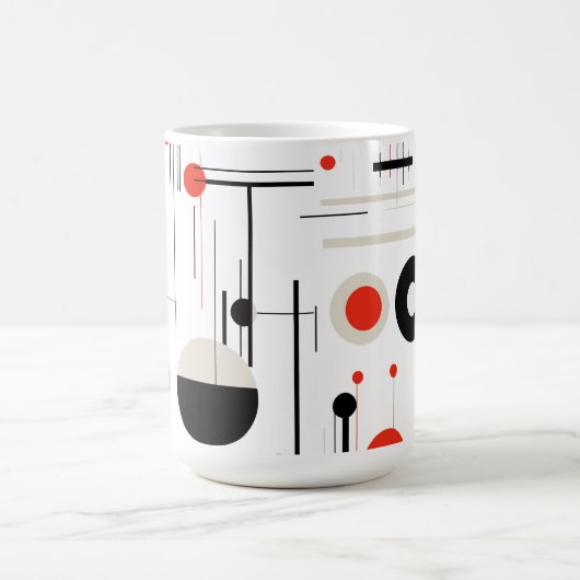 モダン,白カラフルのバウハウス幾何学図形 コーヒーマグカップ (中央)
