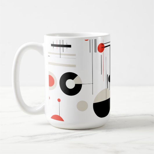 モダン,白カラフルのバウハウス幾何学図形 コーヒーマグカップ (左)