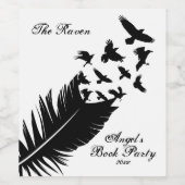 モダン、白黒の羽毛 ワインラベル (シングルラベル)