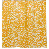 モダン，白，マスタードイエロー，アニマルプリント シャワーカーテン (正面)