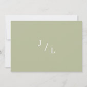 モダン「私たちはこっそり結婚しました」ウェディング セージグリーン フォト 案内状 (裏面)