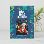 モダン「私の初めてのクリスマス」ベイビー フォト カード (スタンド正面)