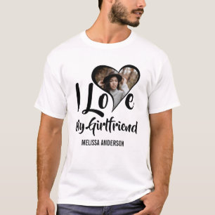 モダン 私の彼女が大好き ハートフォトTシャツ Tシャツ