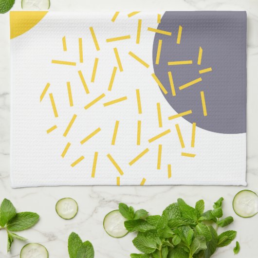 、モダン、粋で幾何学的な芸術黄色にして下さい、冷却して下さい キッチンタオル (折り畳み)