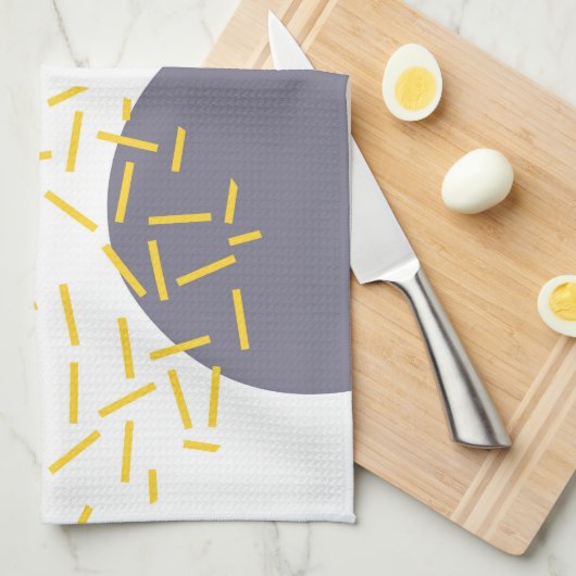 、モダン、粋で幾何学的な芸術黄色にして下さい、冷却して下さい キッチンタオル (四つ折り)