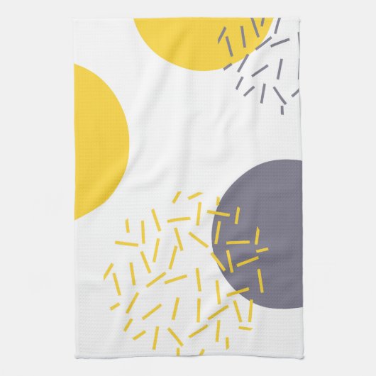 、モダン、粋で幾何学的な芸術黄色にして下さい、冷却して下さい キッチンタオル (縦)