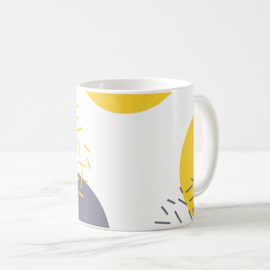 、モダン、粋で幾何学的な芸術黄色にして下さい、冷却して下さい コーヒーマグカップ (正面右)
