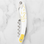 、モダン、粋で幾何学的な芸術黄色にして下さい、冷却して下さい ソムリエナイフ (正面)