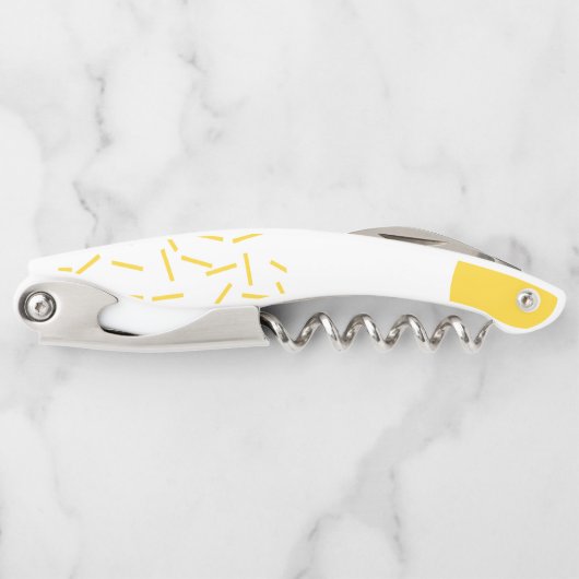 、モダン、粋で幾何学的な芸術黄色にして下さい、冷却して下さい ソムリエナイフ (正面)