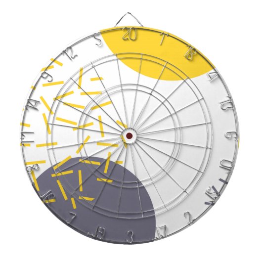 、モダン、粋で幾何学的な芸術黄色にして下さい、冷却して下さい ダーツボード (正面)