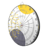 、モダン、粋で幾何学的な芸術黄色にして下さい、冷却して下さい ダーツボード (正面右)