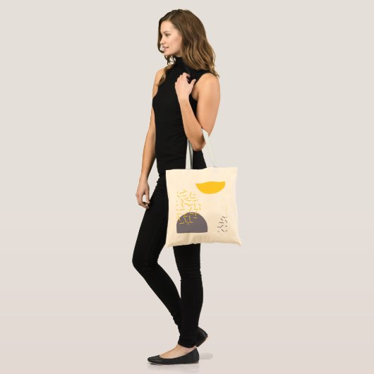 、モダン、粋で幾何学的な芸術黄色にして下さい、冷却して下さい トートバッグ (正面(モデル))