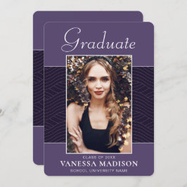 モダン |紫エレガント紫バイオレット1フォトグラード 案内状