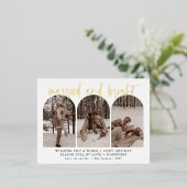 モダン 結婚して 幸せな ゴールドホイルのホリデーカード 箔シーズンポストカード (立ち正面)