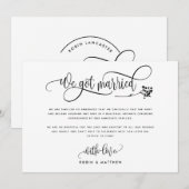 モダン 結婚しました ウェディング / 秘密結婚 発表 招待状 (正面/裏面)