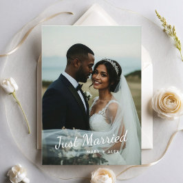 モダン 結婚しました 結婚写真のお知らせ 招待状