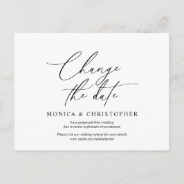 モダン、結婚式招待状延期 ポストカード