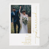 モダン 結婚式 披露宴のみ 2人 写真 ゴールド フォー 箔招待状 (正面)