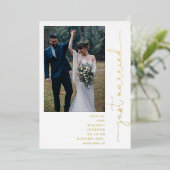 モダン 結婚式 披露宴のみ 2人 写真 ゴールド フォー 箔招待状 (立ち正面)