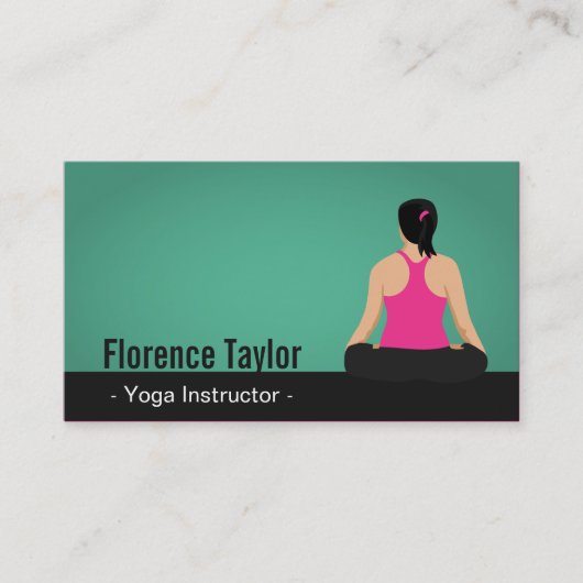 モダン、緑のヨガのインストラクター打ちます 名刺 (正面)