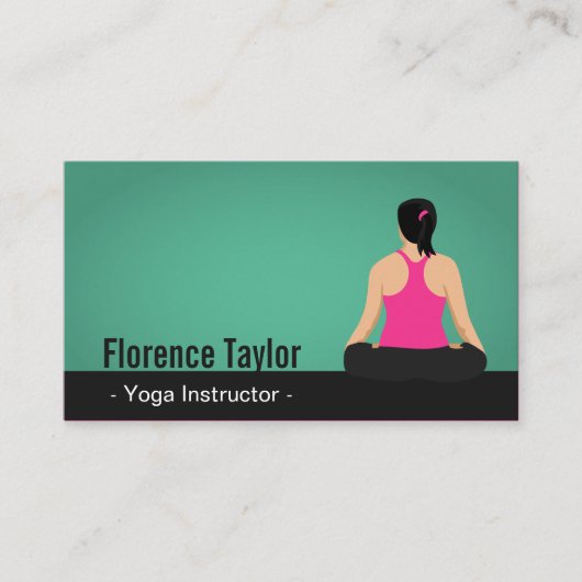 モダン、緑のヨガのインストラクター打ちます 名刺 (正面)