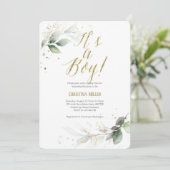 モダン、緑、水彩、男の赤ちゃんシャワー 招待状 (スタンド正面)
