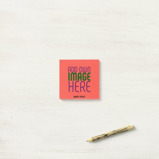 モダン 編集可能 レッド オレンジ 画像 テキスト テンプレート ポストイット (デスク上)