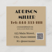 モダン、美容師およびQRコード スクエア名刺 (裏面)