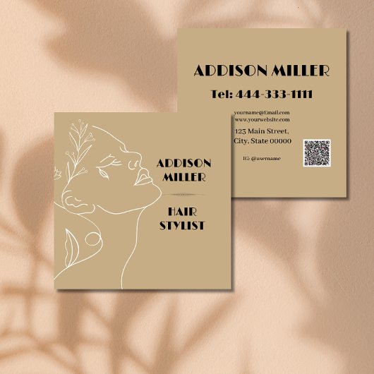 モダン、美容師およびQRコード スクエア名刺