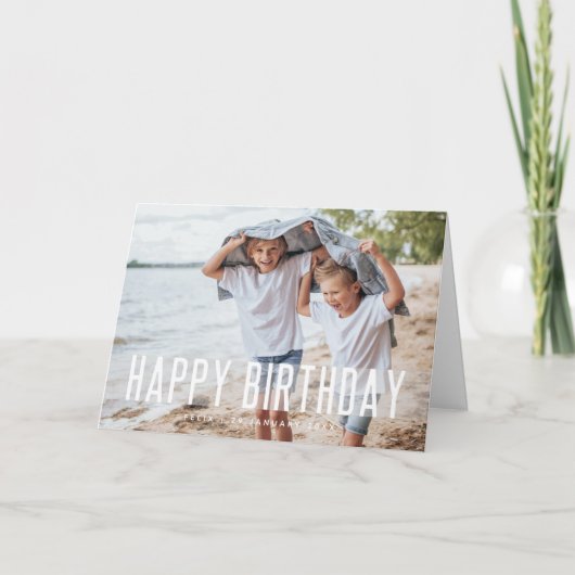 モダン 誕生日 | 楽しい 写真 おしゃれ かわいい カード (正面)