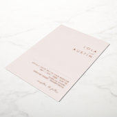 モダン |赤面とバラのカジュアル金ゴールド結婚の実在値 箔招待状 (回転した状態)