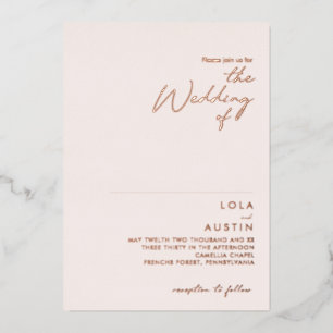 モダン  赤面とバラの金ゴールド結婚のSの実在値 箔招待状