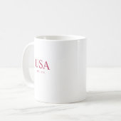 モダン 赤 白 アメリカ独立 1776 コーヒーマグカップ (正面左)
