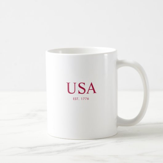 モダン 赤 白 アメリカ独立 1776 コーヒーマグカップ (右)