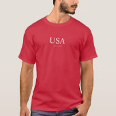 モダン 赤 白 アメリカ独立 1776 Tシャツ (正面)
