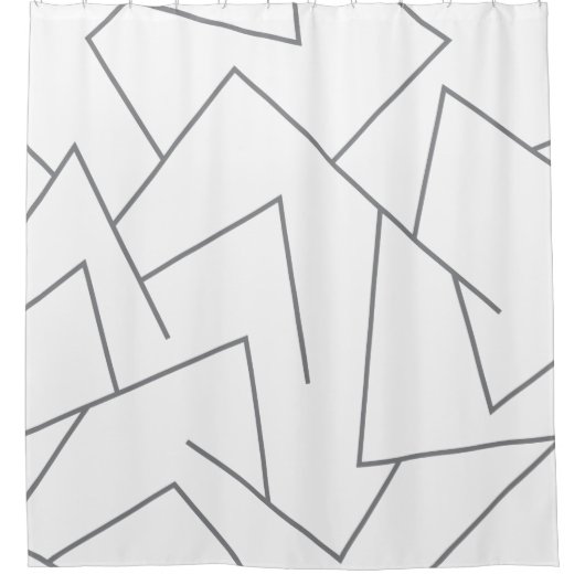 モダン、都市シンプル、動的グラフィックラインパターン シャワーカーテン (正面)